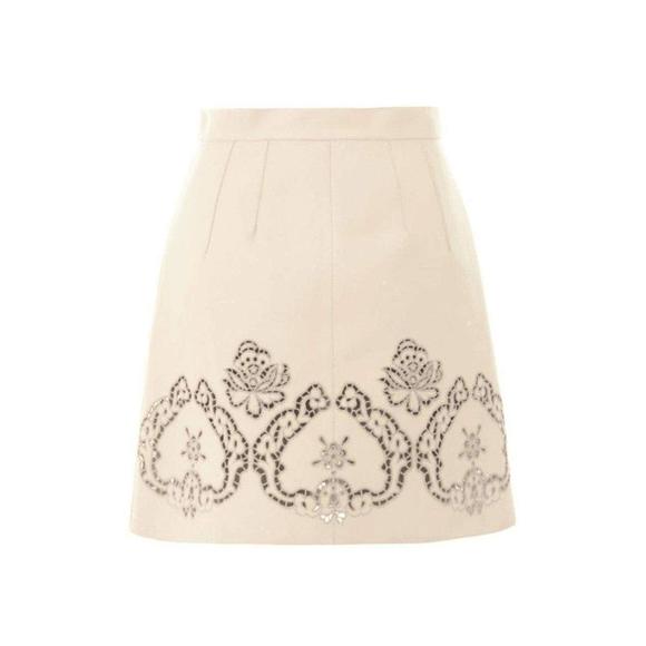 Dolce & Gabbana - Beige Laser-cut Leather Skirt - IT 42